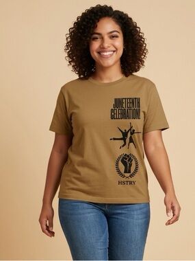 NWT HSTRY By NAS Unisex Brown Graphic Short Sleeve Tee Juneteenth - Size L